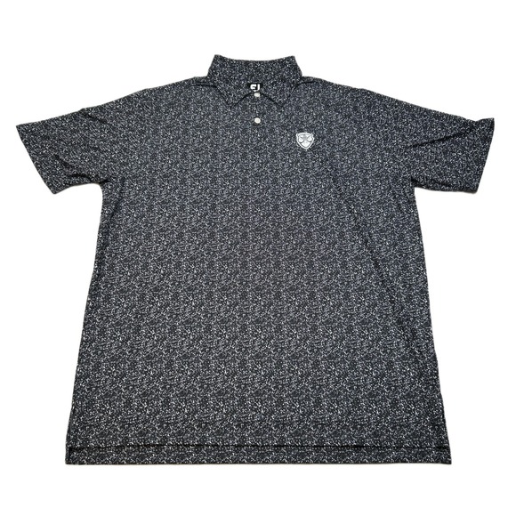FootJoy Golf Polo Shirt Mens XL Black Moisture Wicking Athletic Fit Short Sleeve - Picture 1 of 9